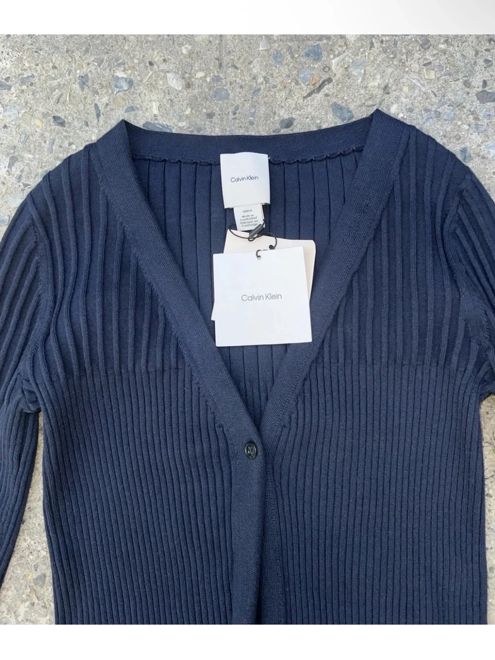 Calvin Klein LS Cardi W Tank Rib Set Sweater Dark Sapphire S|P SAMPLE Rare - Picture 3 of 9